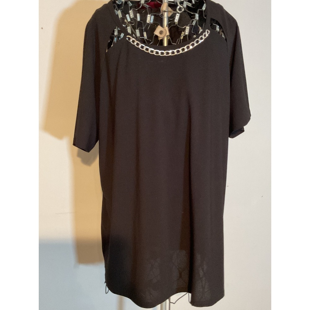 Love Scarlett Black Short Sleeve Chain Neck Cut Out Top Blouse Womens 1X